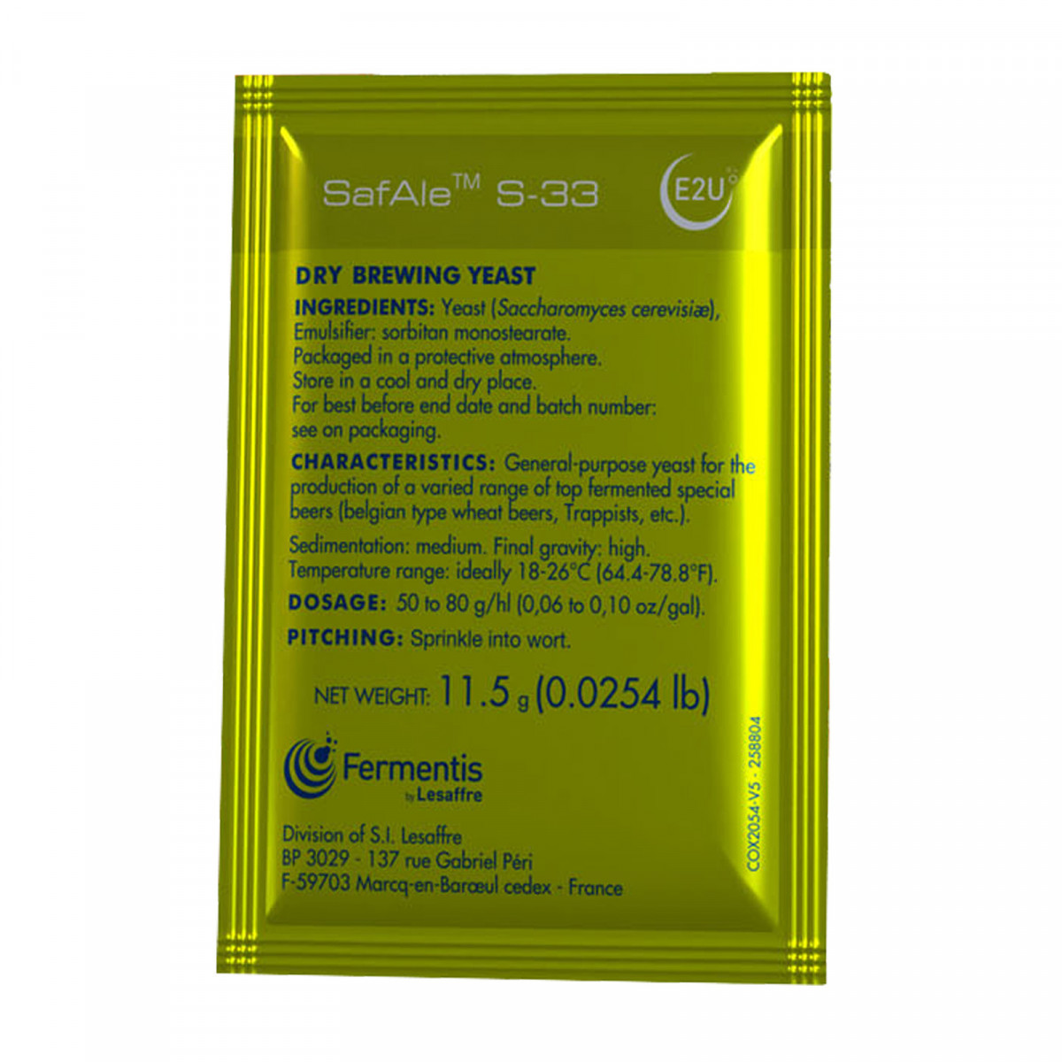 Fermentis Safbrew S-33 11,5g obergärige Hefe