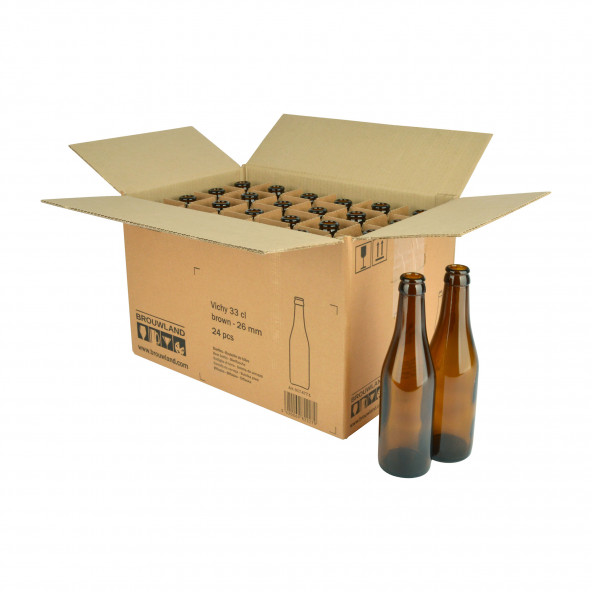 Bierflasche Vichy 33 cl, braun, 26 mm, Karton 24 St.