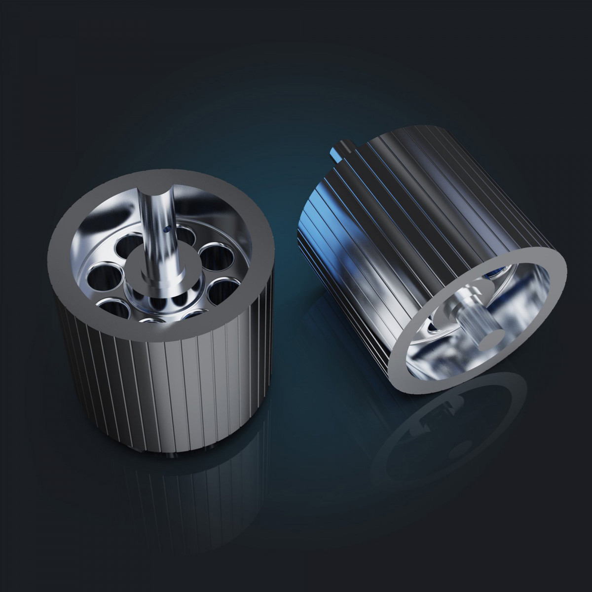 die beiden Walzen der Schrotmühle mit Riffelung