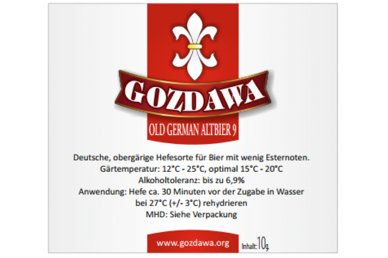 GOZDAWA Old German Altbier 9 (OGA9) - obergärige Trockenhefe 10g