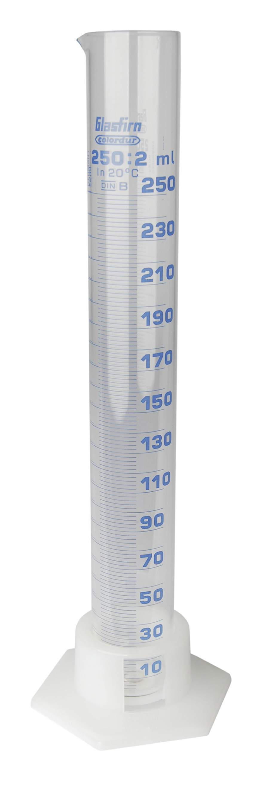 Messzylinder aus Glas graduiert Volumen 250 ml