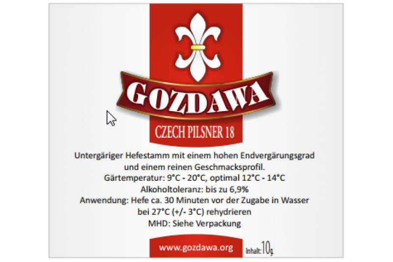 GOZDAWA Czech Pilsner 18 - untergärige Trockenhefe 10g