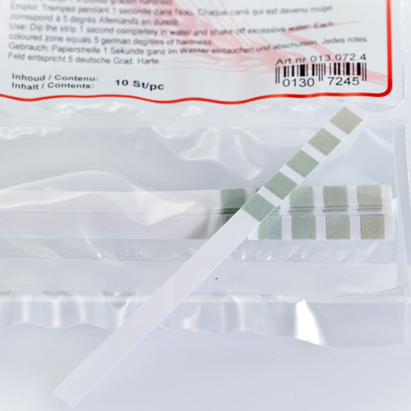 Wasserhärtestreifen mit farbiger Skala zur Bestimmung der Wasserhärte