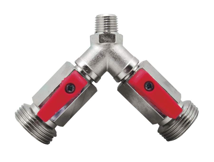 Y-Stück mit 2 Ausgängen und CO2 Absperrhähnen