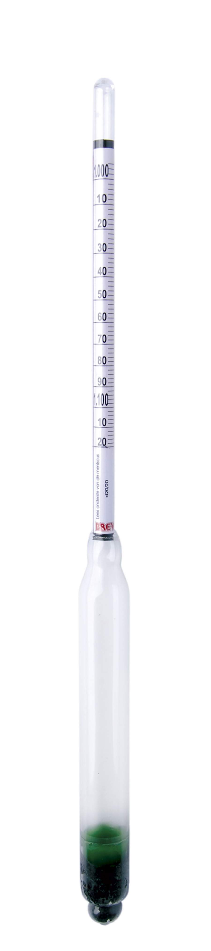 Bierwürzespindel mit 2 Skalen für Dichte und Stammwürze