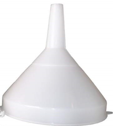 Trichter aus Kunststoff mit Siebeinsatz 15cm Durchmesser