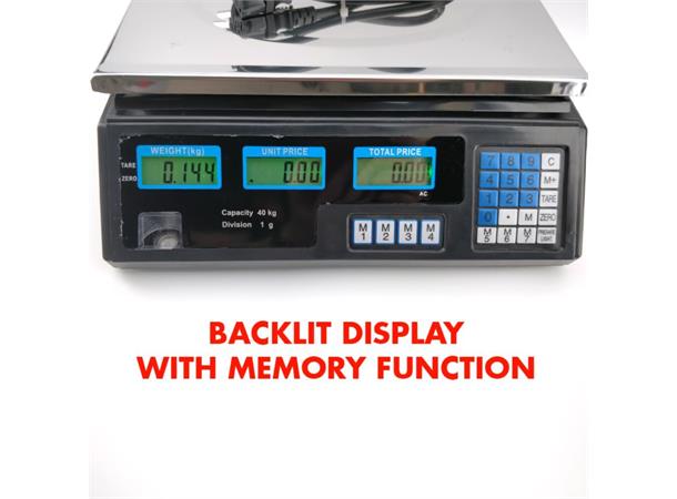 Digitalwaage 40kg / 1g mit wiederaufladbarem Akku